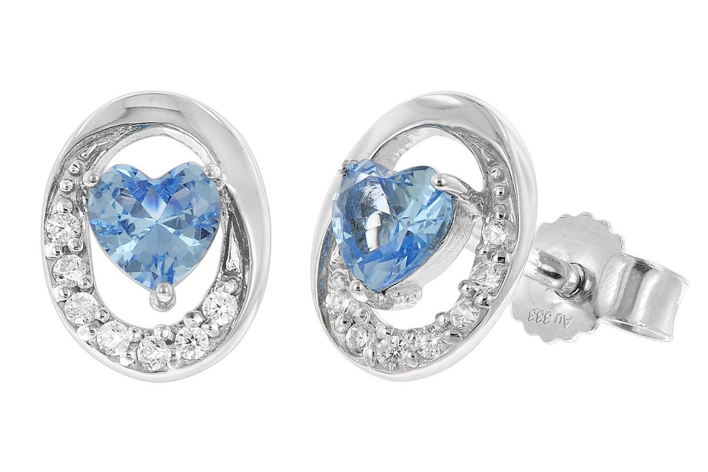 trendor Paar Ohrstecker Weißgold 333 mit synthetischem Aquamarin von trendor