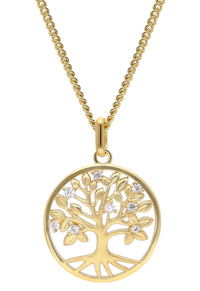 trendor Panzerkette 925 Silber Vergoldet Lebensbaum Collier von trendor