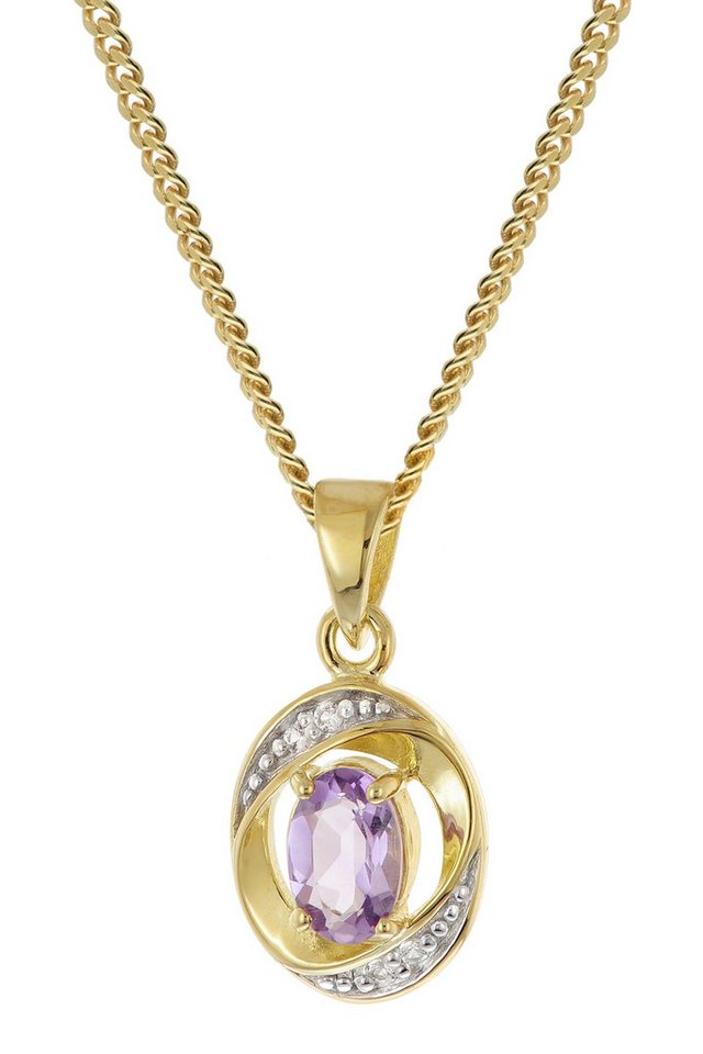trendor Panzerkette Amethyst Gold 333/8K mit vergoldeter Silberkette von trendor