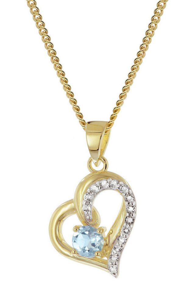 trendor Panzerkette Damen anhänger 333 Gold mit Topas an vergoldeter von trendor