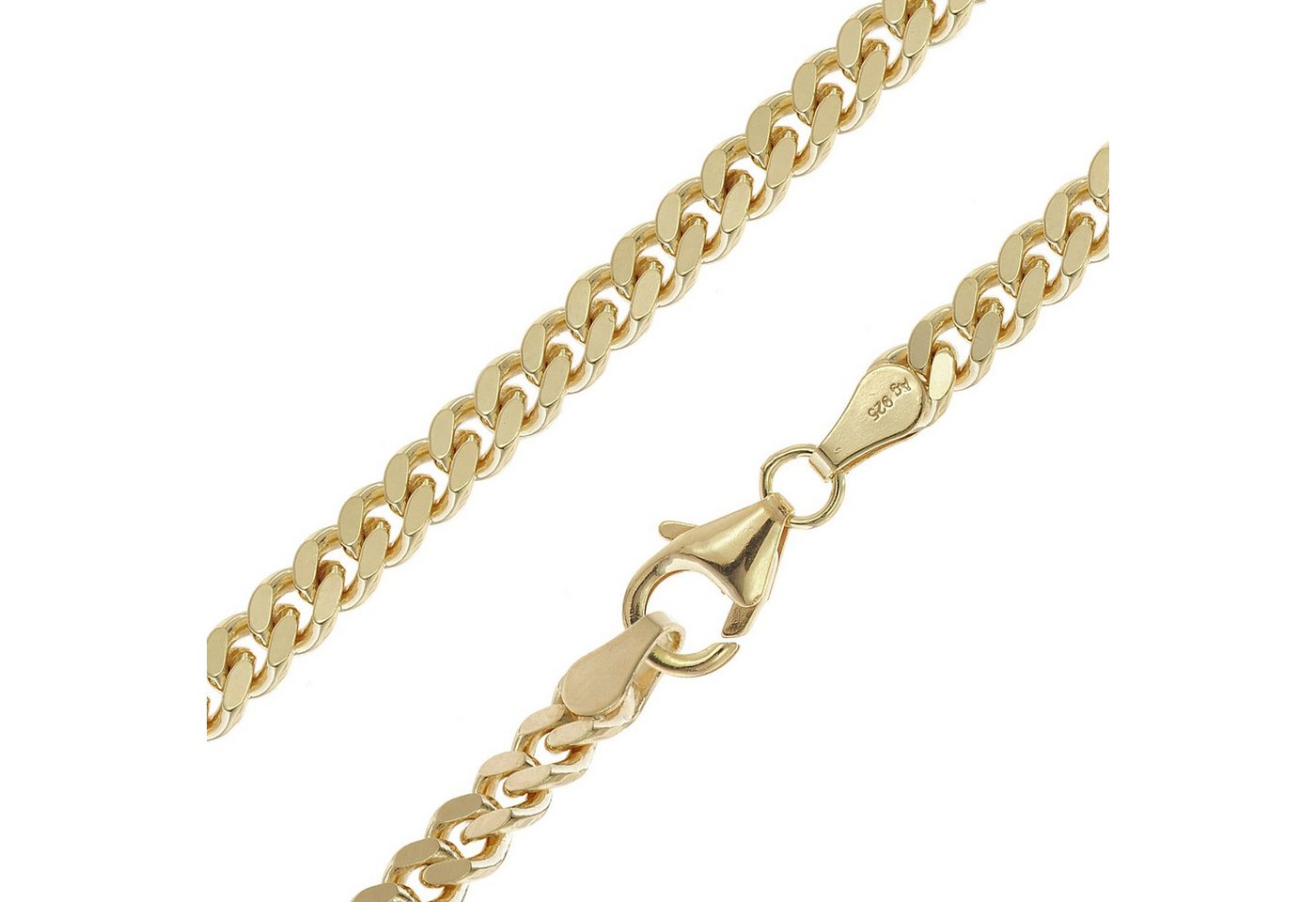 trendor Panzerkette Damen und Herren 925 Silber vergoldet Panzer 4,1 mm von trendor