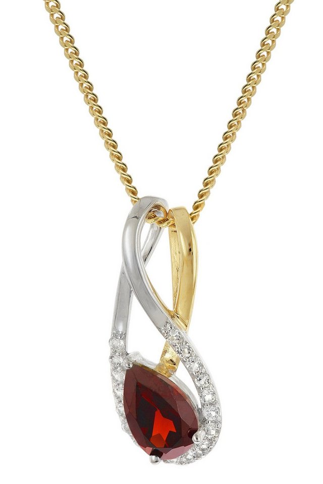 trendor Panzerkette Gold-Anhänger 333/8K mit Granat/Topas an vergoldeter Silberkette von trendor