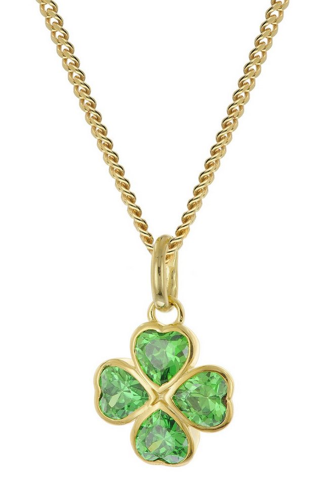 trendor Panzerkette Kinder-925 Silber Vergoldet Mit Kleeblatt-Anhänger von trendor