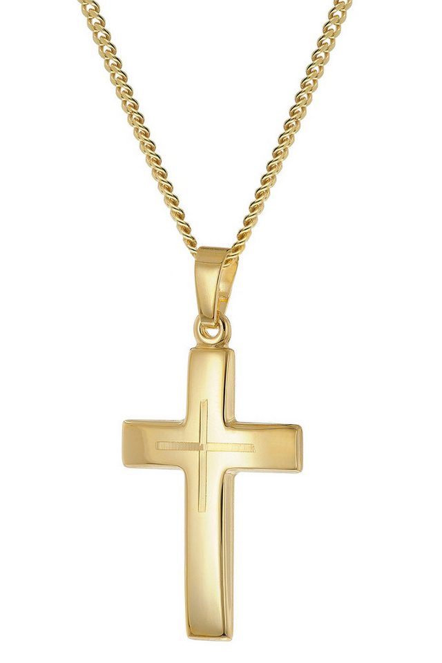 trendor Panzerkette Kreuz-Anhänger Gold 333 (8K) mit vergoldeter Silberkette von trendor