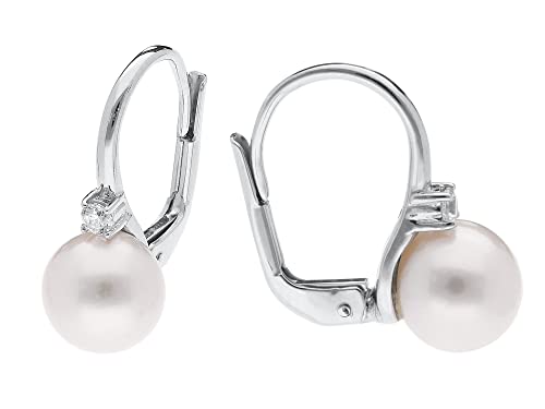 trendor Damen Perlenohrringe 925 Silber Ohrhänger Ohrschmuck aus echtem Sterlingsilber, elegante Geschenkidee für Frauen, 15156 von trendor