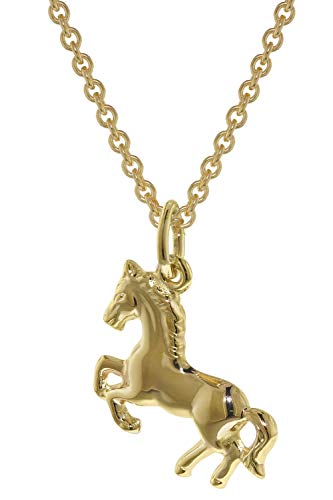 trendor Pferd Anhänger Gold 333 mit plattierter Kette für Mädchen 35808-40 40 cm von trendor