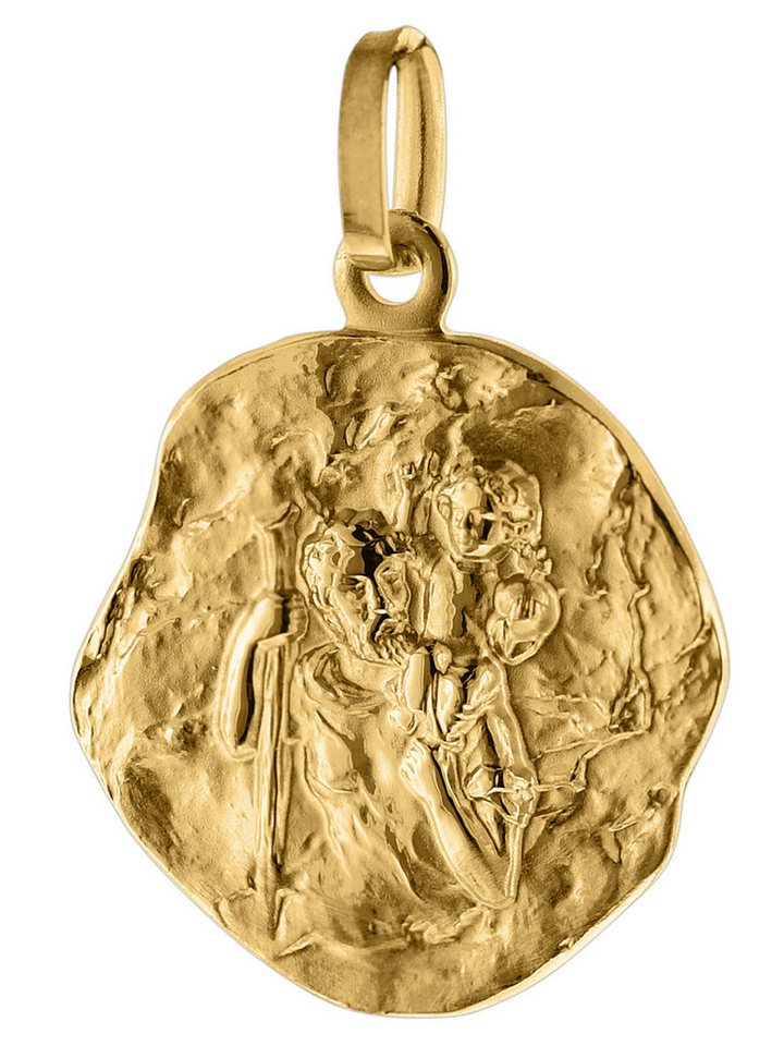 trendor Runder Anhänger Christophorus Gold 585 (14 Karat) Ø 16 mm von trendor