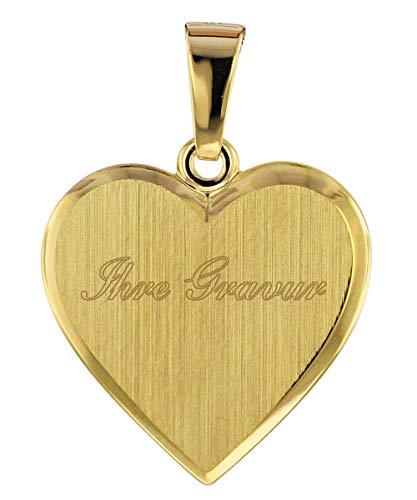 trendor Schmuck-Anhänger für Damen Gold 333/8 Karat Herz-Gravurplatte inklusive Wunsch-Gravur 75105 von trendor