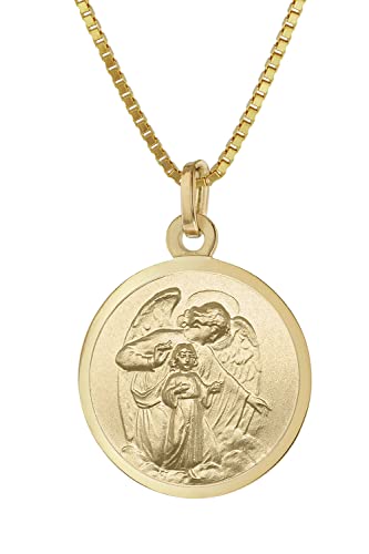 trendor Schutzengel Anhänger Ø 16 mm Gold 333 an goldplattierter Kette elegantes Schmuckstück für Damen und Herren, zauberhafte Geschenkidee, 41434-50 50 cm von trendor