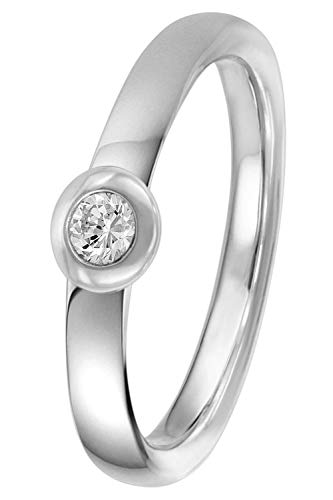 trendor Damen Diamant-Ring 925 Silber Brillant 0,10 ct hochwertige Geschenkidee für Frauen, wunderschöner Silberring mit Brillant 88391-50 Ringgröße 50/15,9 von trendor