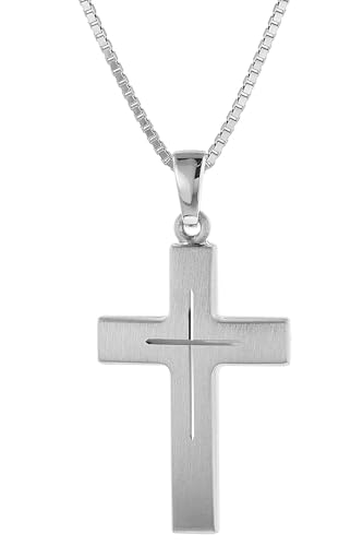 trendor Kreuz mit Kette 925 Sterlingsilber für Damen und Herren, schöner Kreuz-Anhänger, modische Geschenkidee, zeitloser Halsschmuck 60712 von trendor