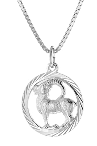 trendor Steinbock Sternzeichen Halskette Silber 925 modischer Tierkreiszeichen Anhänger für Damen, Halsschmuck aus Sterlingsilber 15360-01-40 40 cm von trendor