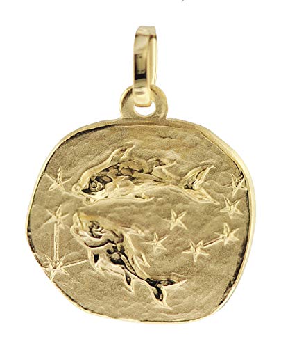 trendor Sternzeichen-Anhänger Fische 585 Gold 16 mm Anhänger Tierkreiszeichen für Damen, Herren und Kinder, Echtgold, Anhänger Gold, 08958-03 von trendor