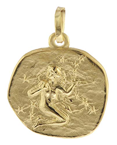 trendor Sternzeichen-Anhänger Jungfrau 333 Gold 16 mm Anhänger Tierkreiszeichen für Damen, Herren und Kinder, Echtgold, 08725-09 von trendor