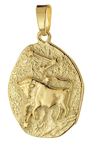 trendor Sternzeichen-Anhänger Stier Gold 333 / 8K 20 mm Anhänger Tierkreiszeichen für Damen und Herren, Halsschmuck aus Echtgold, 51982-5 von trendor