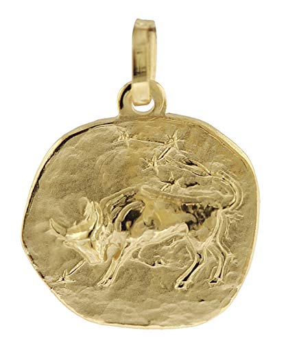 trendor Sternzeichen-Anhänger Stier 585 Gold 16 mm Anhänger Tierkreiszeichen für Damen, Herren und Kinder, Echtgold, Anhänger Gold, 08958-05 von trendor