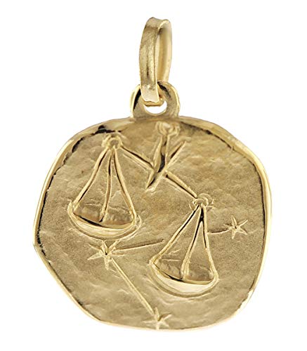 trendor Sternzeichen-Anhänger Waage 585 Gold 16 mm Anhänger Tierkreiszeichen für Damen, Herren und Kinder, Sternzeichen Echtgold, Anhänger Gold, 08958-10 von trendor