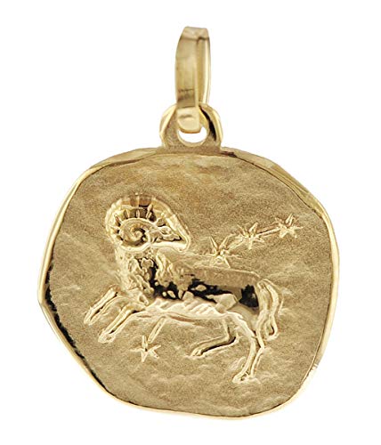 trendor Sternzeichen-Anhänger Widder 585 Gold 16 mm Anhänger Tierkreiszeichen für Damen, Herren und Kinder, Echtgold, Anhänger Gold, 08958-04 von trendor