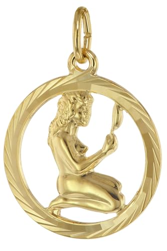 trendor Sternzeichen Jungfrau 333 Gold Anhänger Ø 16 mm modischer Tierkreiszeichen Anhänger aus Echtgold für Damen und Herren, elegante Geschenkidee, 39000-09 trendor Sternzeichen Jungfrau 333 Gold Anhänger Ø 16 mm modischer Tierkreiszeichen Anhänger aus Echtgold für Damen und Herren, elegante Geschenkidee, 39000-09 von trendor