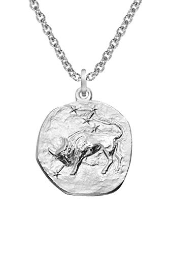 trendor Sternzeichen Stier mit Halskette 925 Silber Ø 16 mm Tierkreiszeichen Anhänger Sterlingsilber für Damen, Herren oder Kinder, 08441-05-45 45 cm von trendor