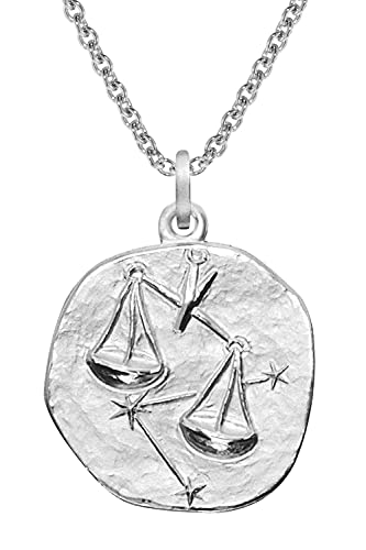 trendor Sternzeichen Waage Ø 20 mm und Halskette 925 Silber Tierkreiszeichen Anhänger für Damen oder Herren, zauberhafte Sternzeichenkette 51610-10-60 60 cm von trendor