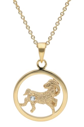 trendor Sternzeichen Widder Gold 333 mit Topas + vergoldete Kette modischer Tierkreiszeichen Anhänger für Damen, zauberhafte Geschenkidee 15560-04-38 38 cm von trendor