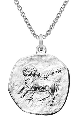trendor Sternzeichen Widder Ø 20 mm und Halskette 925 Silber Tierkreiszeichen Anhänger für Damen oder Herren, zauberhafte Sternzeichenkette 51610-04-60 60 cm von trendor