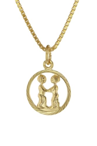 trendor Sternzeichen Zwilling 333 Gold + goldplattierte Kinder-Kette Tierkreiszeichen, liebevoller Halsschmuck für Mädchen und Jungen, Geschenkidee, 75990-06 von trendor