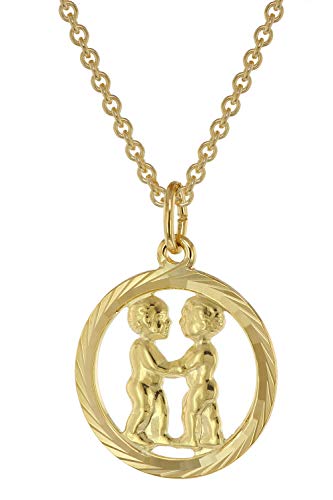 trendor Sternzeichen Zwilling Gold 333 Anhänger Ø 16 mm + Halskette Tierkreiszeichen, eleganter Halsschmuck aus Echtgold für Damen, 75940-06 trendor Sternzeichen Zwilling Gold 333 Anhänger Ø 16 mm + Halskette Tierkreiszeichen, eleganter Halsschmuck aus Echtgold für Damen, 75940-06 von trendor