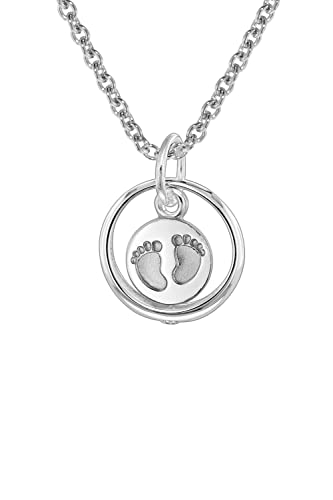 trendor Taufkette 925 Silber Taufring mit Anhänger Babyfüße zauberhafter Taufschmuck für Mädchen, Jungen oder Mütter, tolle Geschenkidee zur Taufe, 08467 von trendor