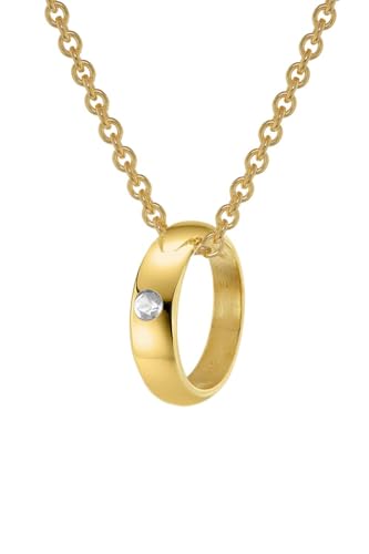 trendor Taufring Anhänger Gold 585 an goldplattierter Silberkette 39462-45 45 cm von trendor