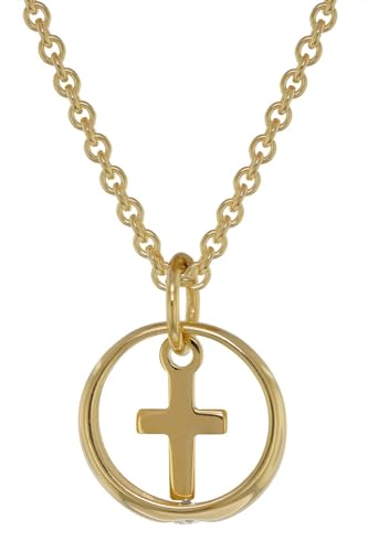 trendor Taufring Anhänger mit Kreuz Gold 333 + vergoldete Silberkette 39485-40 40 cm von trendor