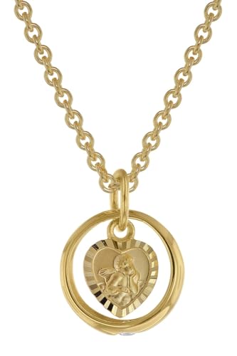 trendor Taufring mit Engelherz Gold 333 an goldplattierter Silberkette 39455-45 45 cm von trendor