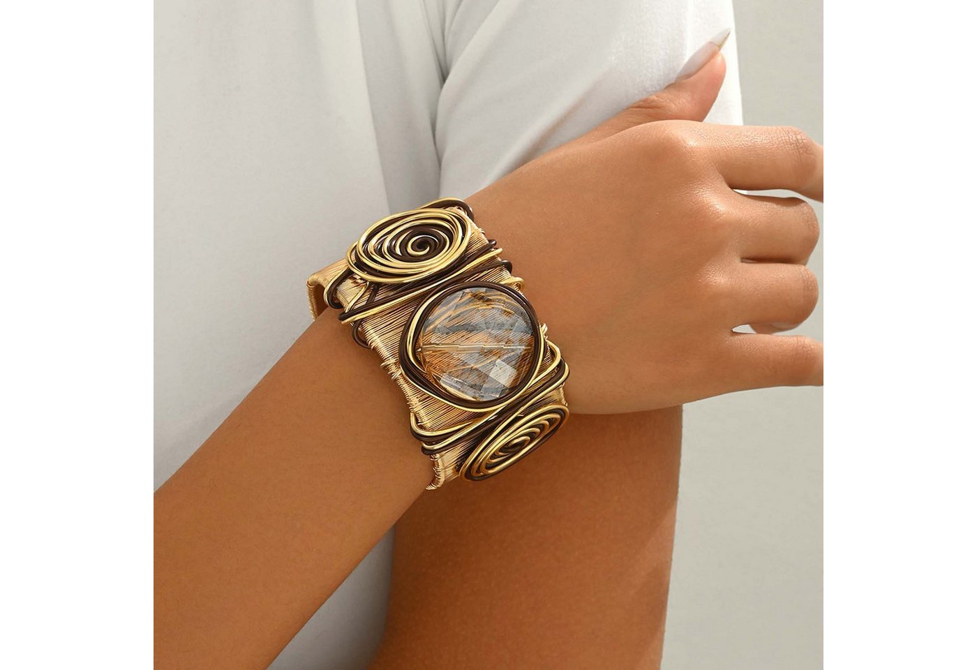 trends for living Armband Damenarmband mit einzigartigem spiralförmigem Edelstein-Fassungsdesign von trends for living