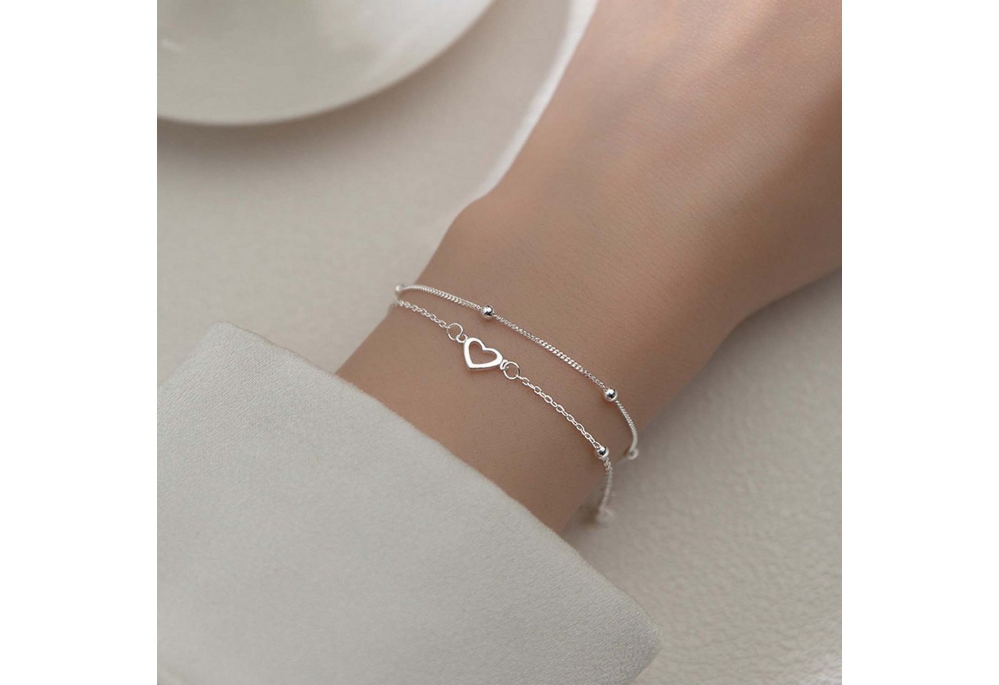 trends for living Armband Silberarmband Armband Doppellagiges Stapelarmband 925 Sterlingsilber von trends for living