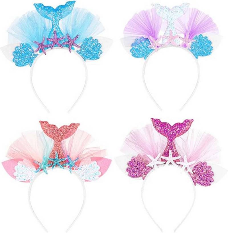 trends for living Diadem Haarreif Meerjungfrau Stirnband mit pailletten Haarschmuck 4er Pack (4-tlg) von trends for living