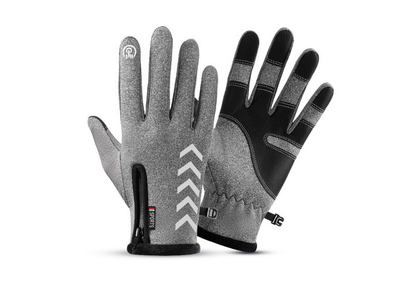 trends for living Fleecehandschuhe WinterFleecefutter radhandschuhe winddicht warm Touchscreen handschuhe mit Touchscreen-Reißverschluss und Reflektoren Vollfingerhandschuhe von trends for living