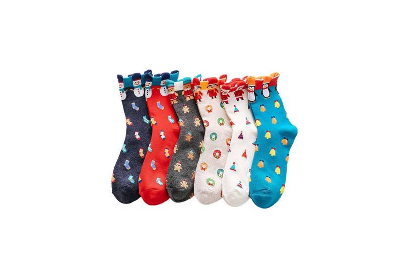 trends for living Freizeitsocken Unisex Weihnachtssocken Baumwolle Sneaker Socken Niedlich Karikatur (6-Paar) von trends for living
