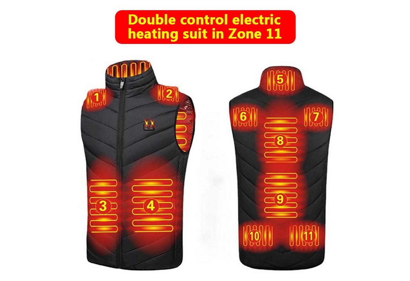 trends for living Funktionsweste Beheizbare Weste 11 Heizzonen 3 Einstellbare Wärmestufe Beheizte Weste Wasserdicht, warm, abriebfest, winddicht von trends for living