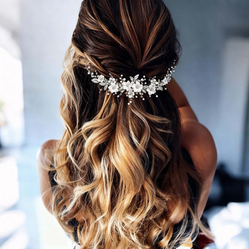 trends for living Haarspange Blumen Hochzeits Kristall Braut Kopfschmuck Perle Strass Haarschmuck, 1-tlg. von trends for living