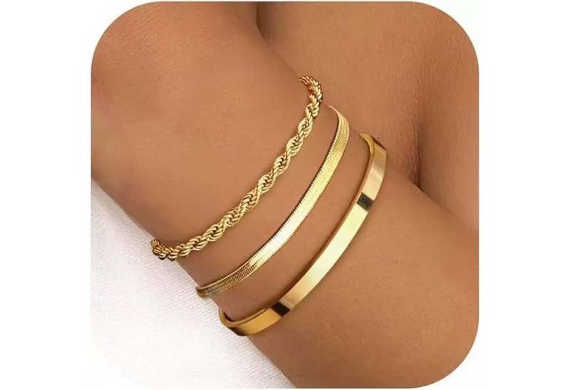 trends for living Ketten und Armband Set Damenarmband-Set, vergoldeter Edelstahl gedrehtes Seilkettenarmband von trends for living