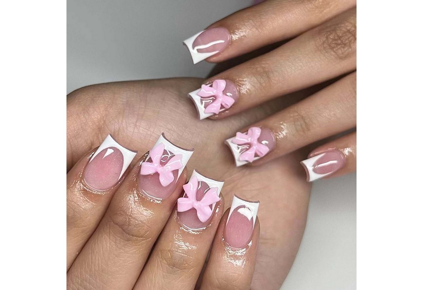 trends for living Kunstfingernägel 24 einfarbige abnehmbare künstliche Fingernägel französischen Stil, 24-tlg. von trends for living