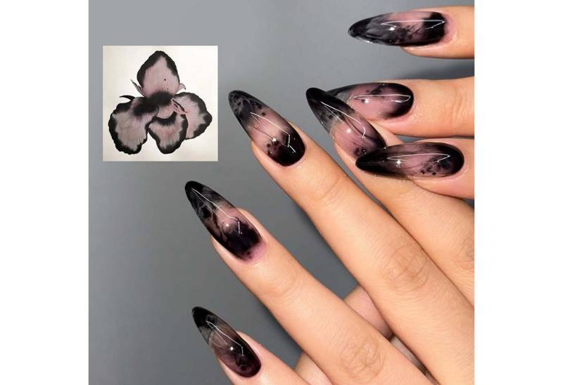 trends for living Kunstfingernägel 24 künstliche Fingernägel Mandel Katzenaugen schwarzem Farbverlauf, 24-tlg. von trends for living