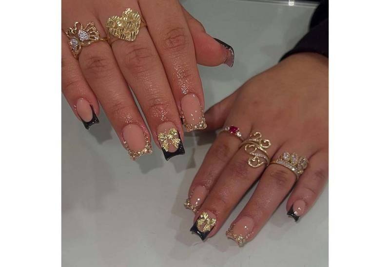 trends for living Kunstfingernägel 24 press künstlicher Fingernägel französischen Diamant-Schleifen-Stil, 24-tlg. von trends for living