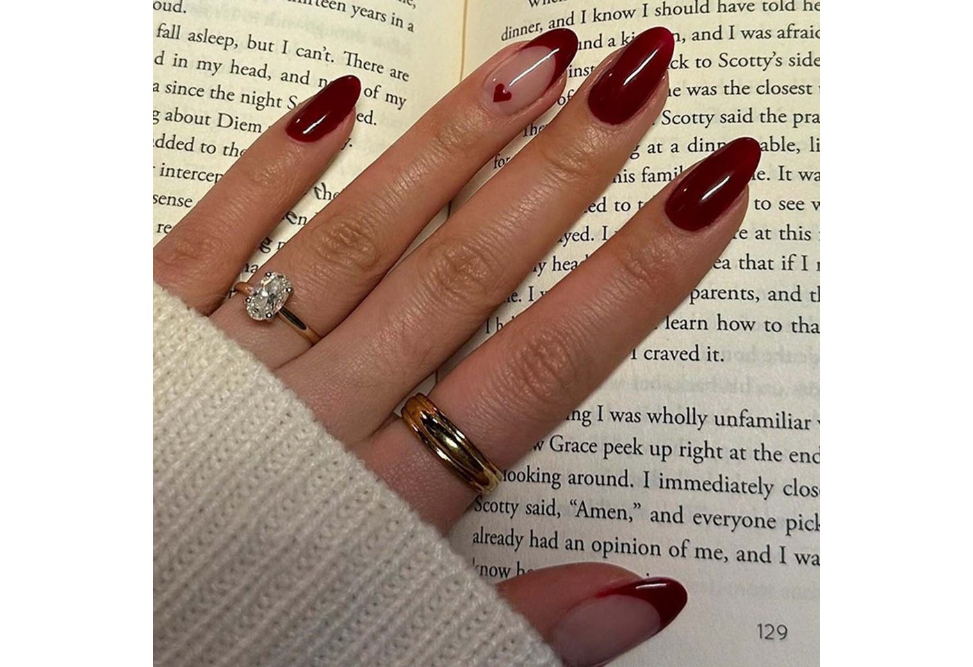 trends for living Kunstfingernägel 24 stuck abnehmbare künstliche Fingernägel in Burgunderrot, 24-tlg. von trends for living