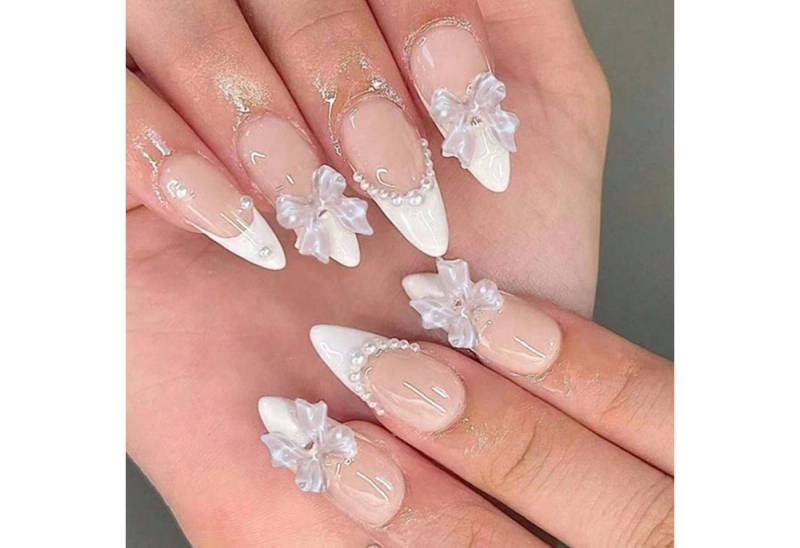 trends for living Kunstfingernägel 24 stuck mandelförmige bogenförmige abnehmbare künstliche Fingernägel, 24-tlg. von trends for living