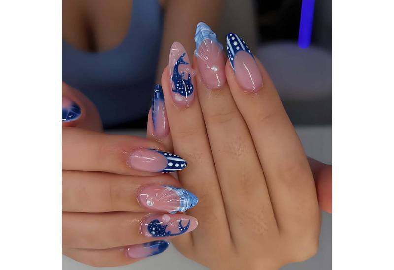 trends for living Kunstfingernägel 24-teiliges Set künstlicher Fingernägel mit 3D-Delfinmuster, 24-tlg. von trends for living