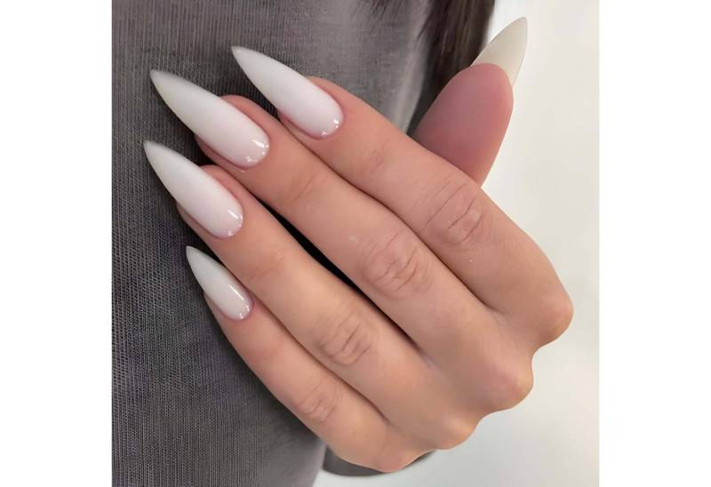 trends for living Kunstfingernägel 24 weiße lange spitze einfarbige abnehmbare künstliche Fingernägel, 24-tlg. von trends for living