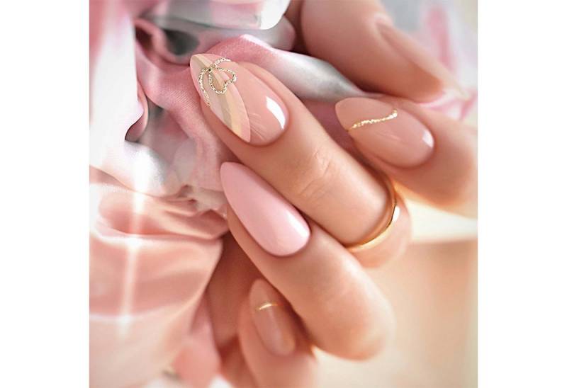 trends for living Kunstfingernägel 24abnehmbare künstliche Fingernägel mandelförmig Glitzernde Herzlinien, 24-tlg. von trends for living