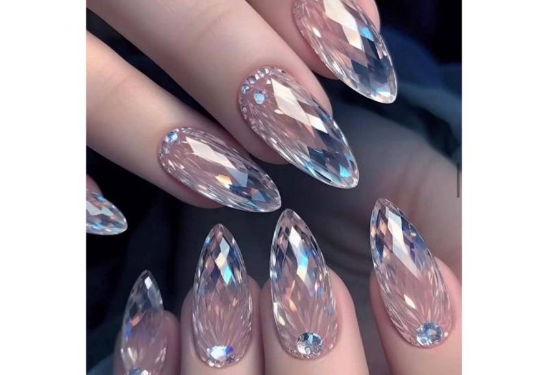 trends for living Kunstfingernägel 24stuck mandelförmige Nagel schimmernd perlmuttartige künstliche Nägel, 24-tlg. von trends for living